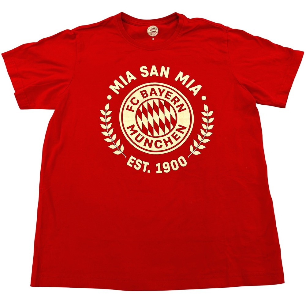 FC Bayern Munchen Mia San Mia Red Graphic T-Shirt Mens Medium Soccer Tee